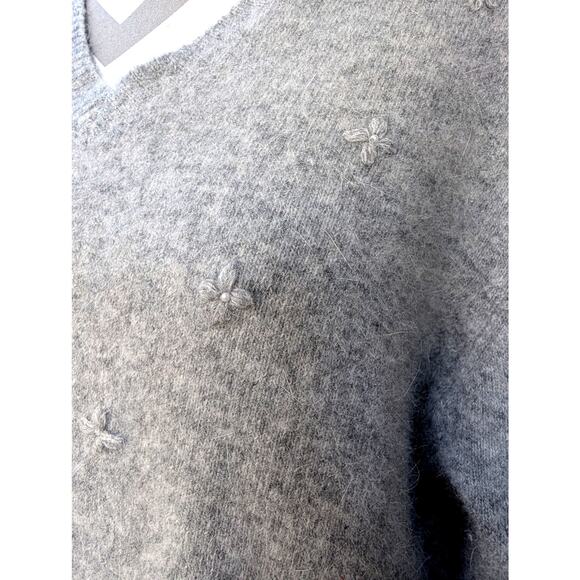 Vintage Paul Harris Lambswool Angora Gray V neck XL Cardigan Sweater Soft Girl - Picture 2 of 10